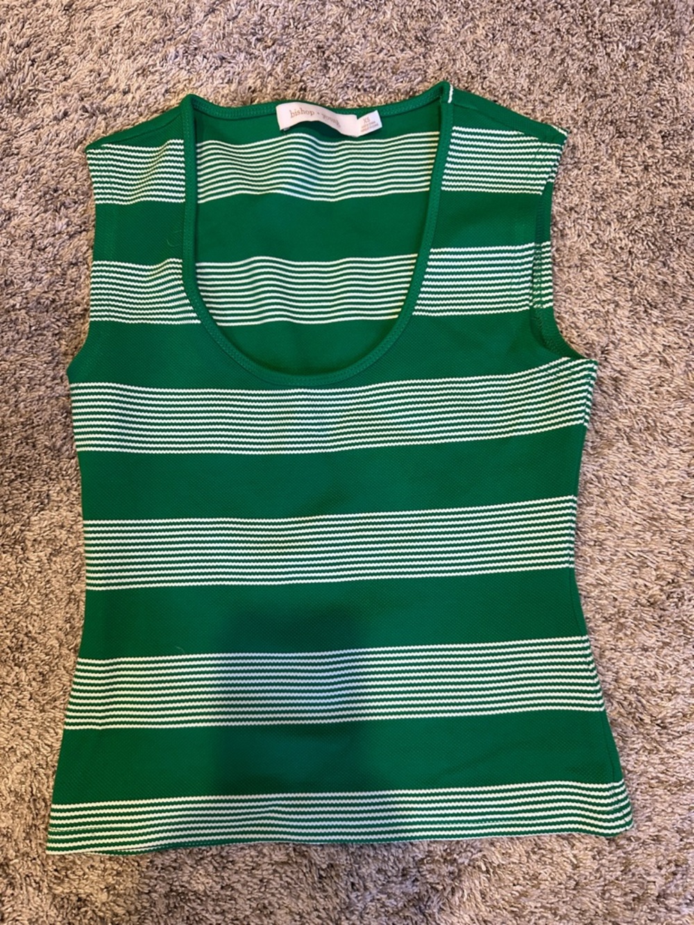 bishop + young Green and White Striped Sleeveless Knit Tank